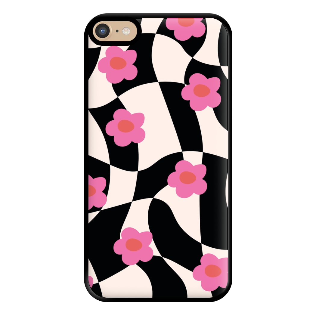 Checkboard Flowers - Trippy Patterns Phone Case for iPhone 6 Plus / 7 Plus / 8 Plus