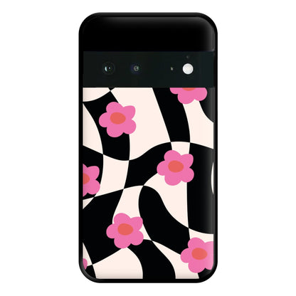 Checkboard Flowers - Trippy Patterns Phone Case for Google Pixel 6a