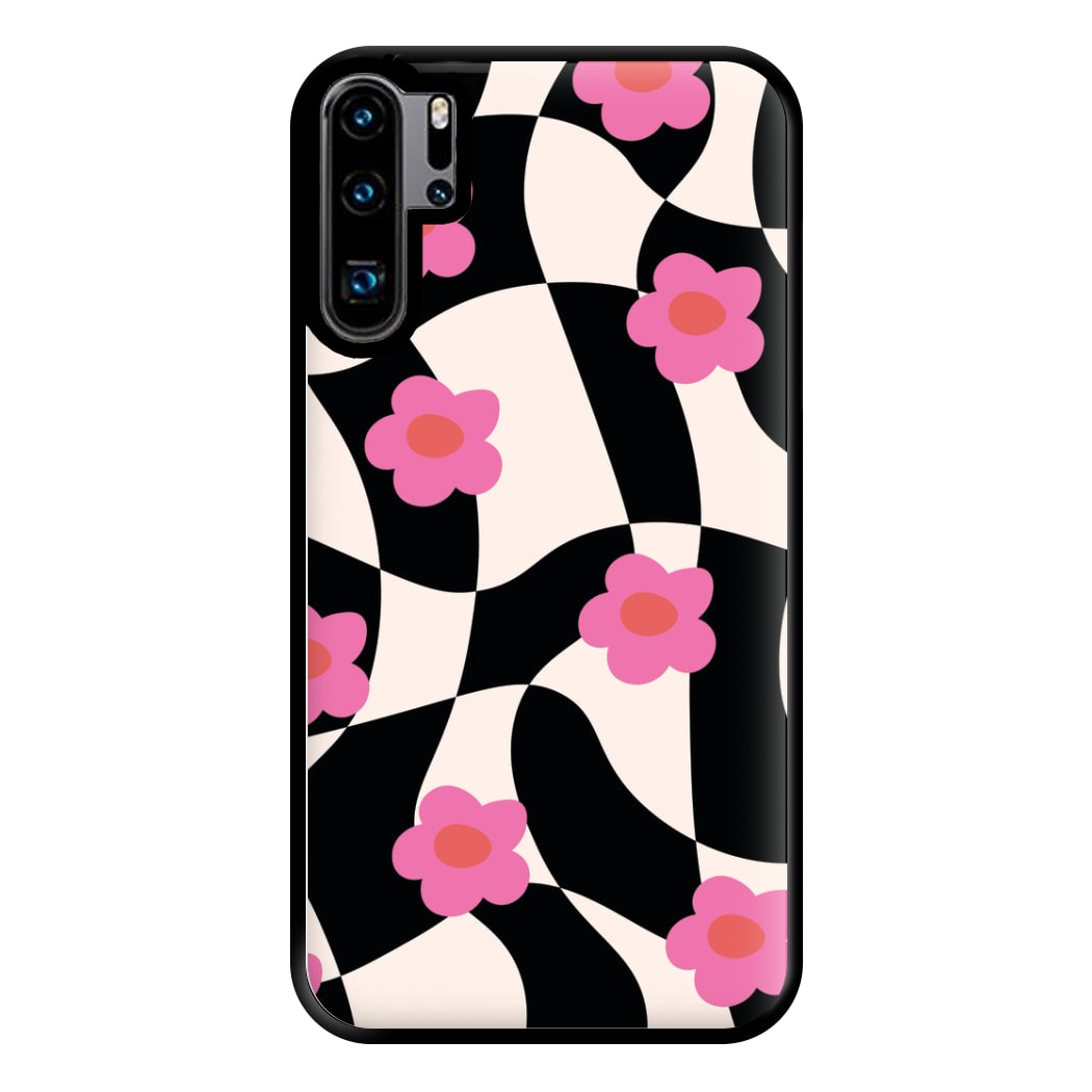 Checkboard Flowers - Trippy Patterns Phone Case for Huawei P30 Pro