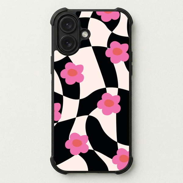 Checkboard Flowers - Trippy Patterns Phone Case — Bumper case