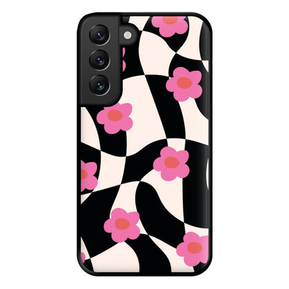 Checkboard Flowers - Trippy Patterns Phone Case for Galaxy S22 Plus