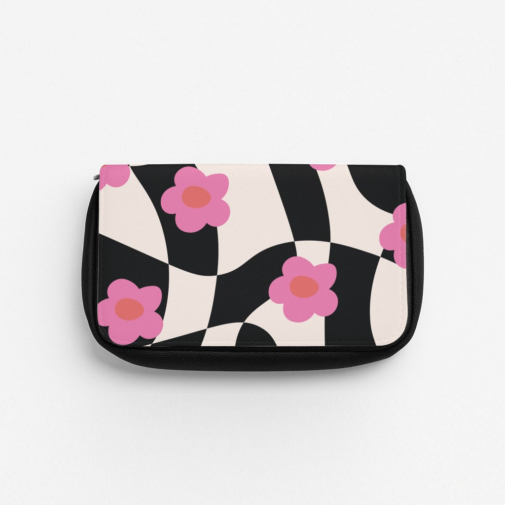 Checkboard Flowers - Trippy Patterns Pencil Case