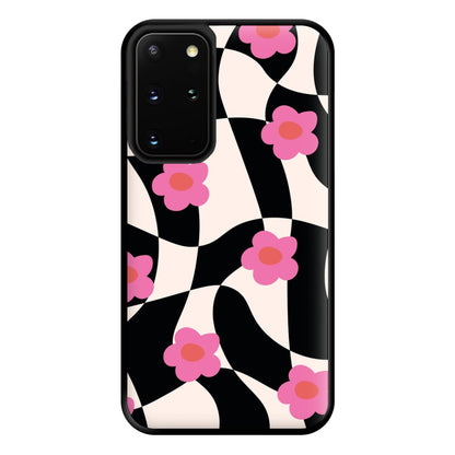 Checkboard Flowers - Trippy Patterns Phone Case for Galaxy S20 Plus