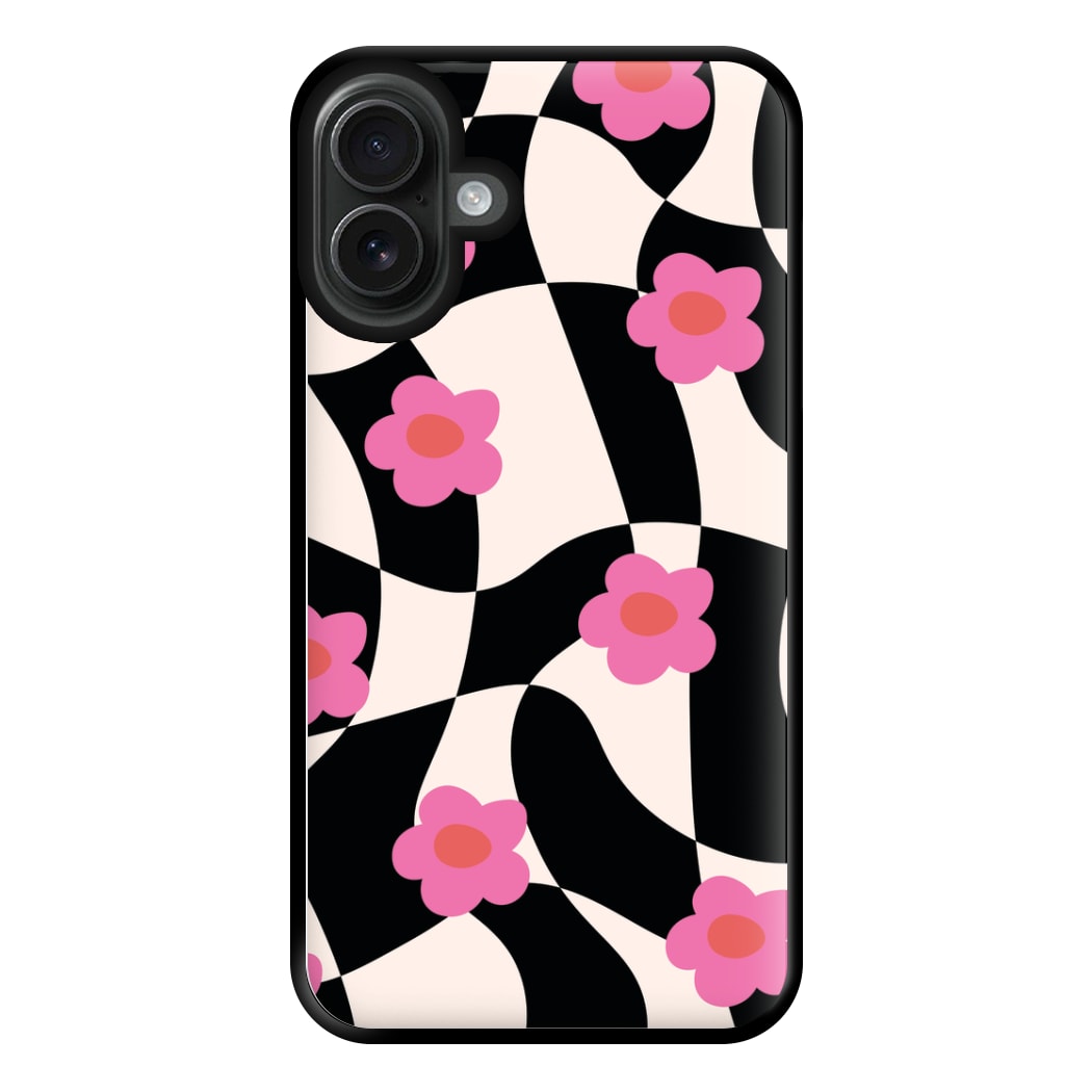 Checkboard Flowers - Trippy Patterns Phone Case for iPhone 16 Plus