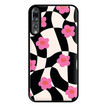 Checkboard Flowers - Trippy Patterns Phone Case for Huawei P20 Pro