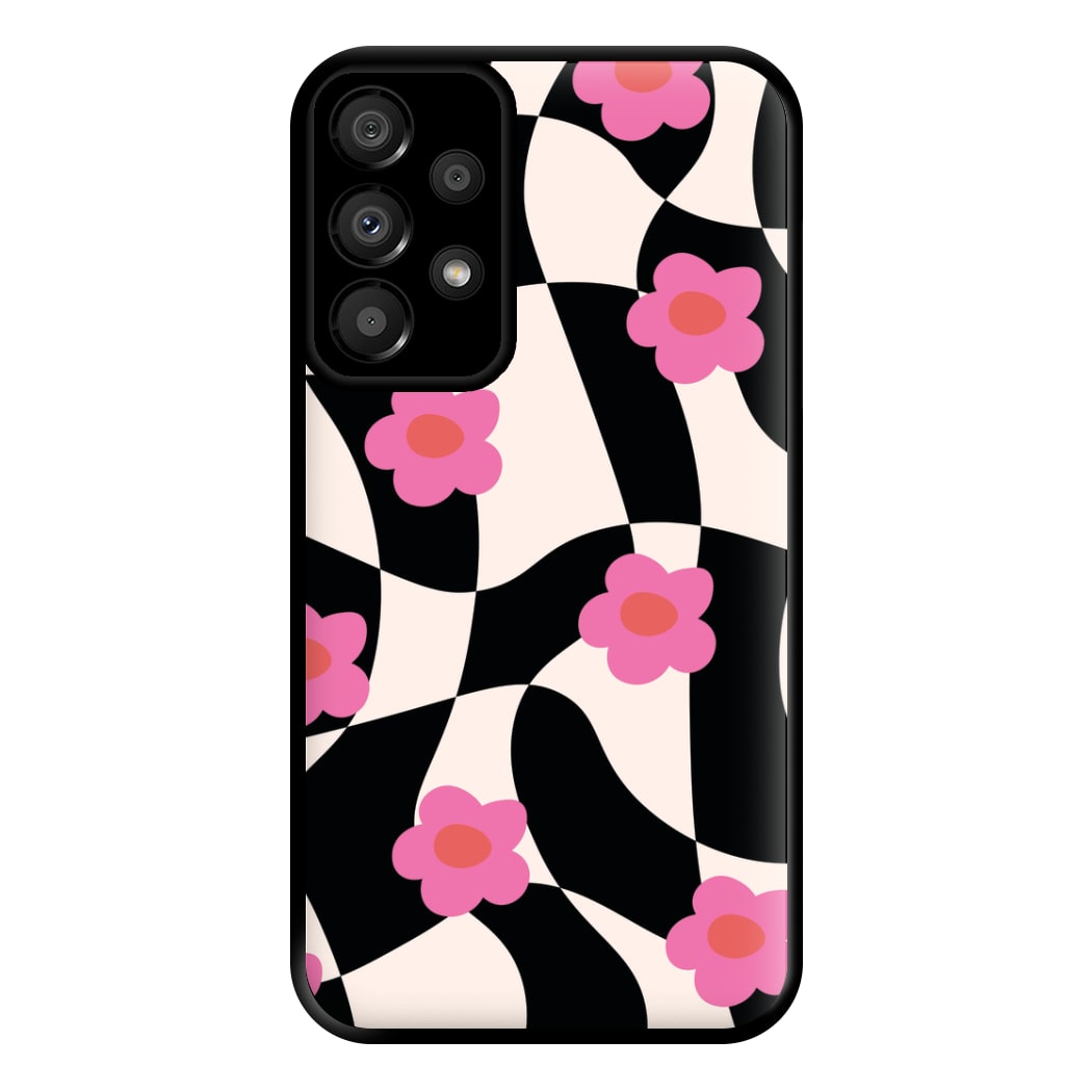 Checkboard Flowers - Trippy Patterns Phone Case for Galaxy A33