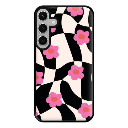 Checkboard Flowers - Trippy Patterns Phone Case for Galaxy S24FE