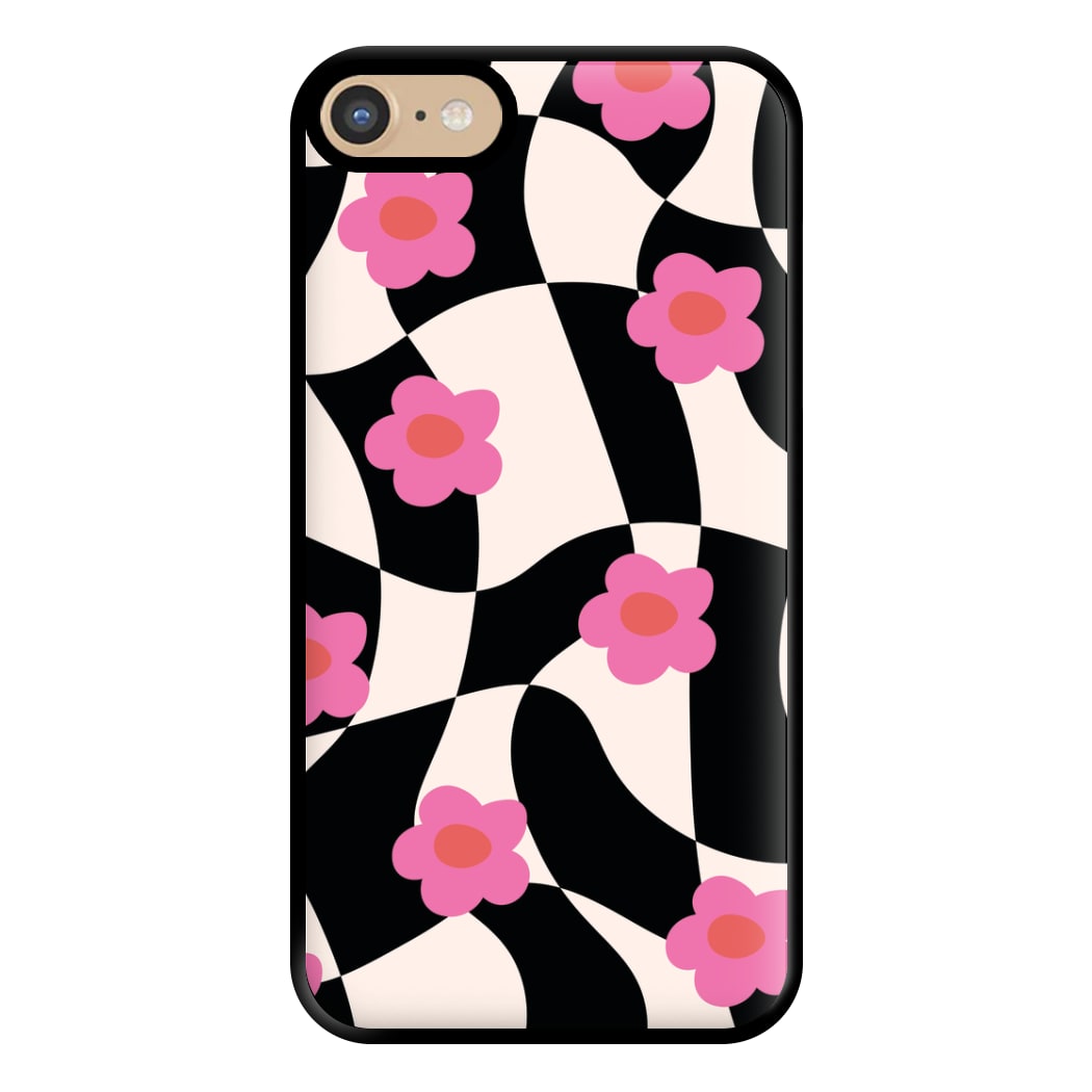 Checkboard Flowers - Trippy Patterns Phone Case for iPhone 6 / 7 / 8 / SE