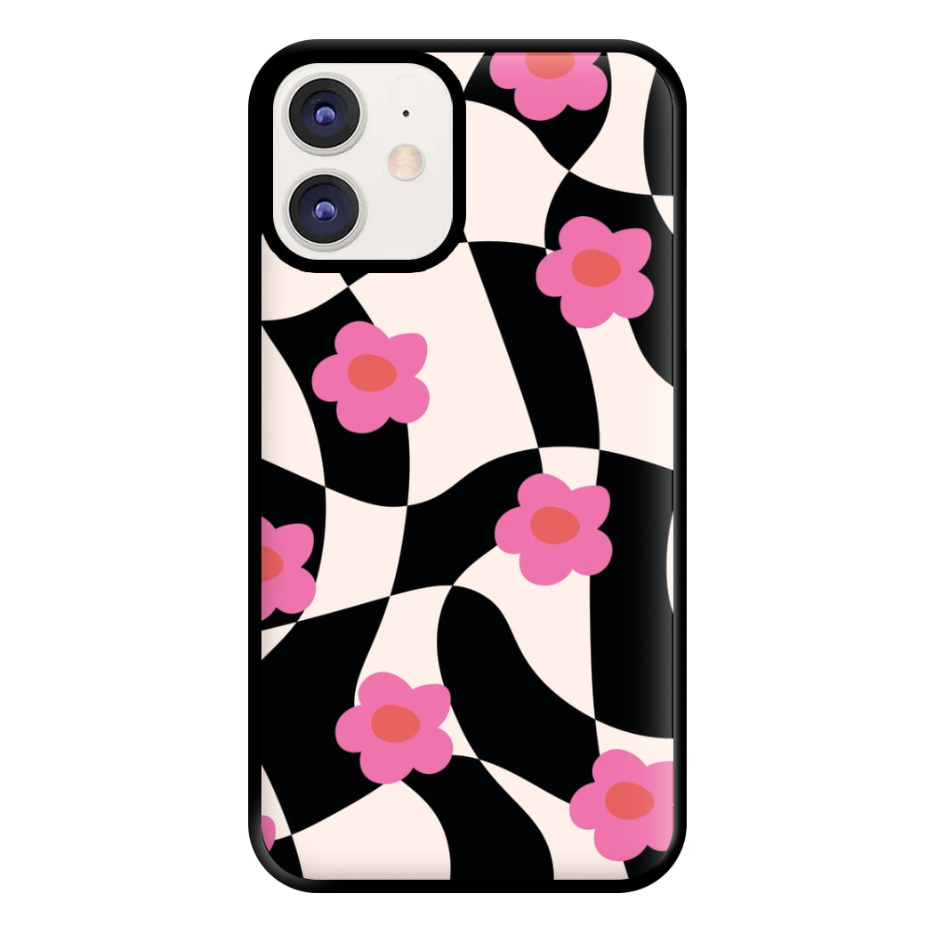 Checkboard Flowers - Trippy Patterns Phone Case for iPhone 11