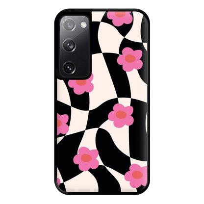 Checkboard Flowers - Trippy Patterns Phone Case for Galaxy S20