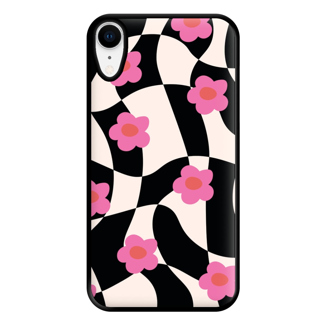 Checkboard Flowers - Trippy Patterns Phone Case for iPhone XR