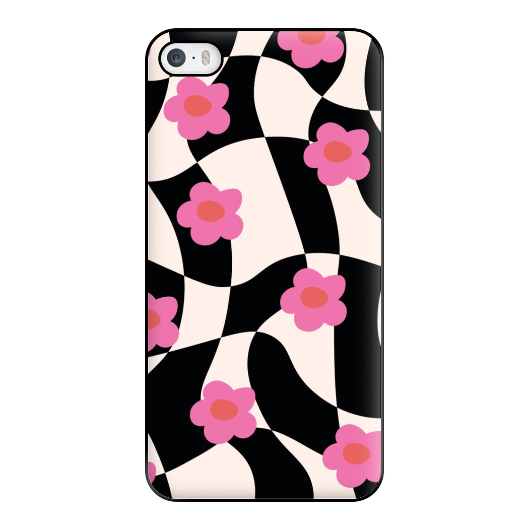 Checkboard Flowers - Trippy Patterns Phone Case for iPhone 5 / 5s / SE 2016