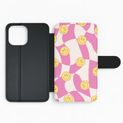Smiley Checkboard - Trippy Patterns Flip / Wallet Phone Case 2