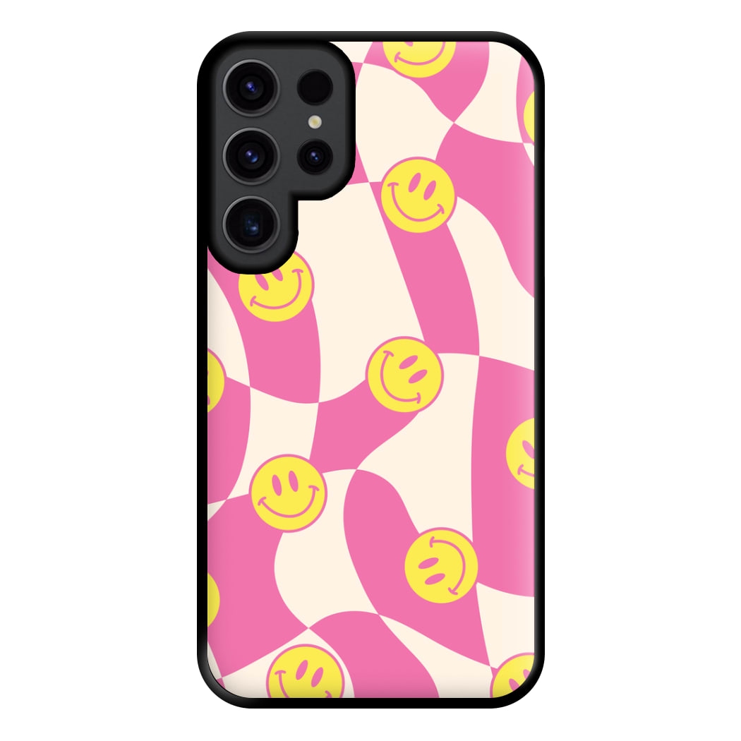 Smiley Checkboard - Trippy Patterns Phone Case for Galaxy S23 Ultra