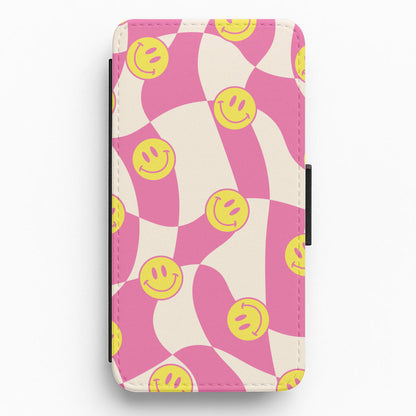 Smiley Checkboard - Trippy Patterns Flip / Wallet Phone Case