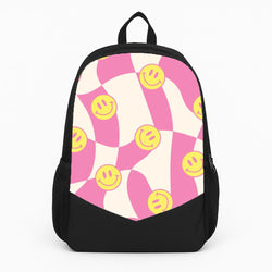 Smiley Checkboard - Trippy Patterns Large Backpack