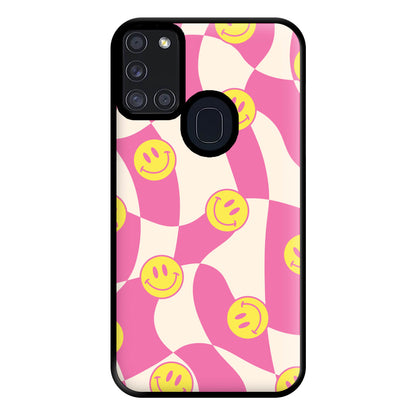 Smiley Checkboard - Trippy Patterns Phone Case for Galaxy A21s