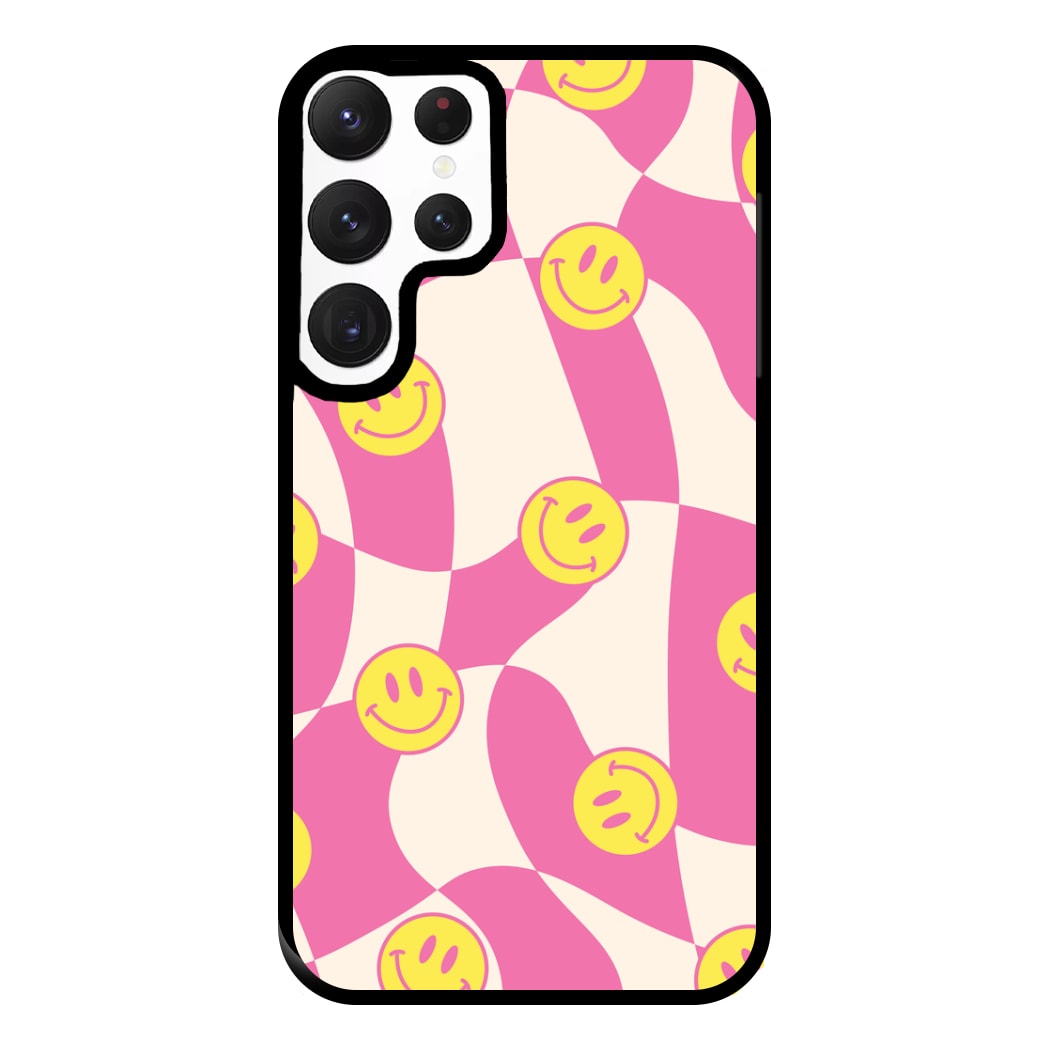 Smiley Checkboard - Trippy Patterns Phone Case for Galaxy S22 Ultra