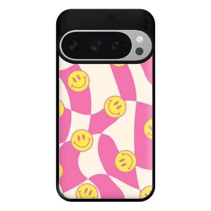 Smiley Checkboard - Trippy Patterns Phone Case for Google Pixel 9 Pro XL