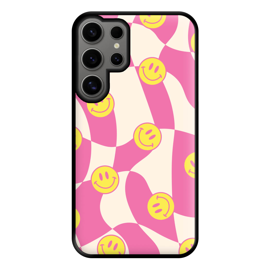 Smiley Checkboard - Trippy Patterns Phone Case for Galaxy S24 Ultra