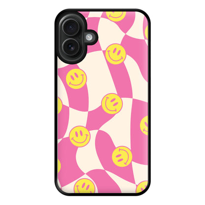 Smiley Checkboard - Trippy Patterns Phone Case for iPhone 16 Plus