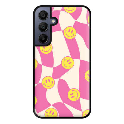 Smiley Checkboard - Trippy Patterns Phone Case for Galaxy A15