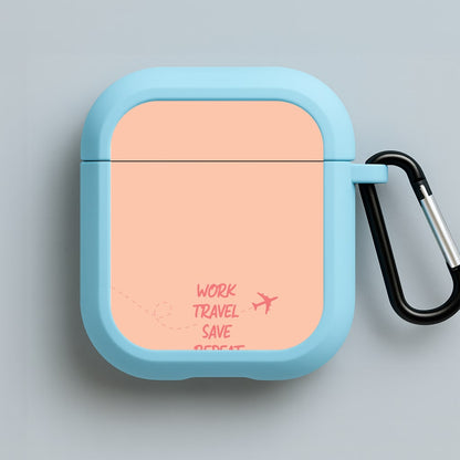 Work Travel Save Repeat - Travel Blue AirPods Case