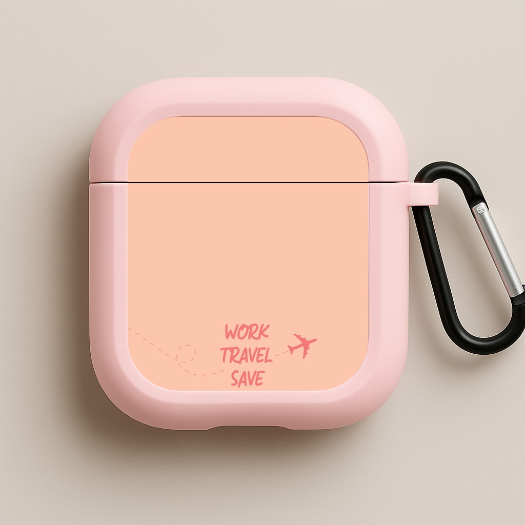 Work Travel Save Repeat - Travel Pink AirPods Case