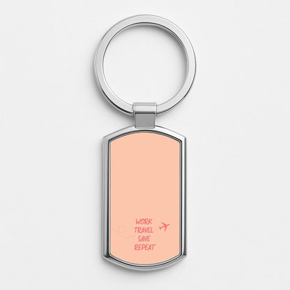 Work Travel Save Repeat - Travel Silver Keyring