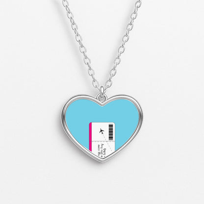 Buy Plane Tickets - Travel Heart Necklace