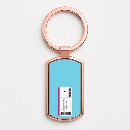 Buy Plane Tickets - Travel Rose Gold Keyring
