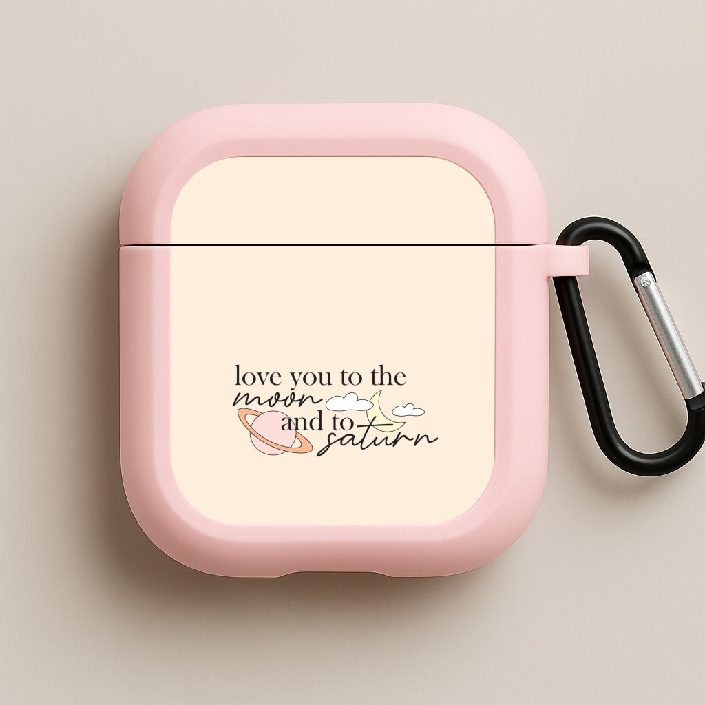 Love You To The Moon And Saturn Pink AirPods Case