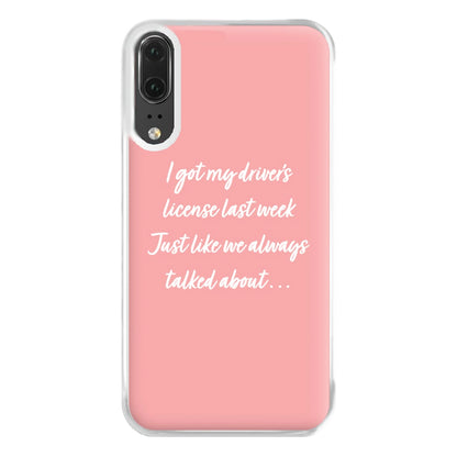 Drivers License Lyrics - Olivia TikTok Phone Case for Huawei P20