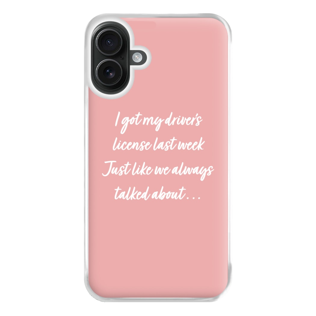 Drivers License Lyrics - Olivia TikTok Phone Case for iPhone 16 Plus