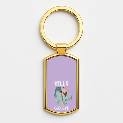 Hello Goodbye Gold Keyring