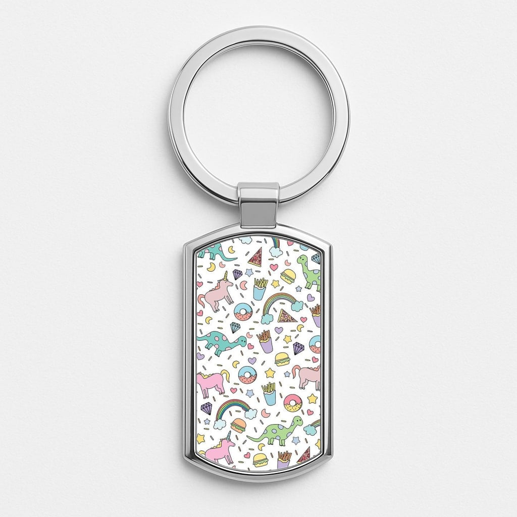 Tumblr Pattern Silver Keyring