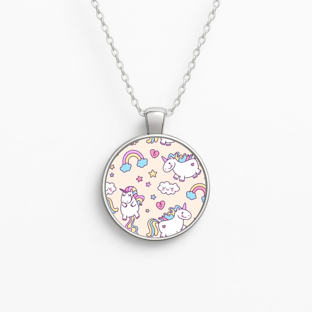 Cute Unicorn Pattern Circle Necklace