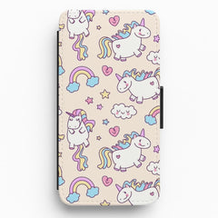 Cute Unicorn Pattern Flip / Wallet Phone Case
