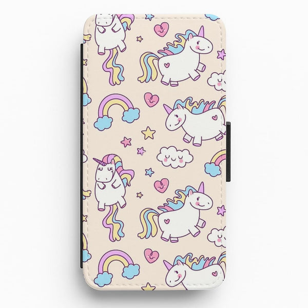 Cute Unicorn Pattern Flip / Wallet Phone Case