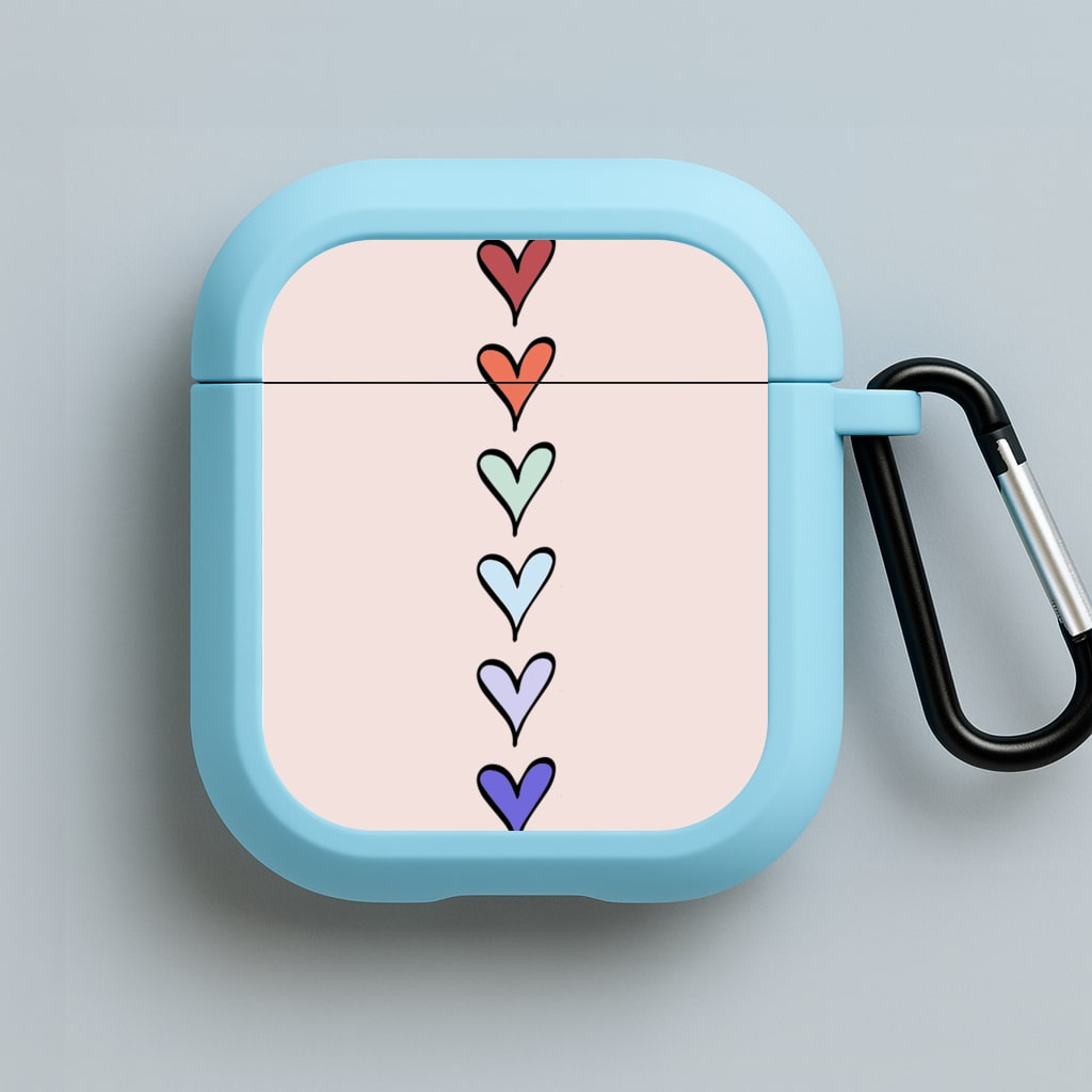 Love Heart Line Blue AirPods Case