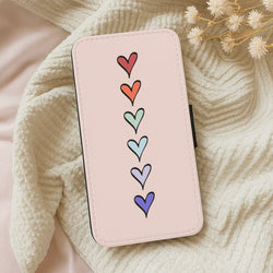 Love Heart Line Wallet Phone Case