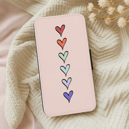 Love Heart Line Wallet Phone Case