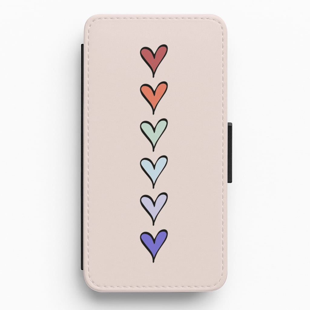 Love Heart Line Flip / Wallet Phone Case
