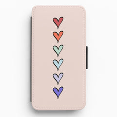 Love Heart Line Flip / Wallet Phone Case