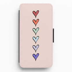 Love Heart Line Flip / Wallet Phone Case