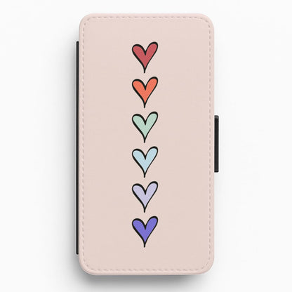 Love Heart Line Flip / Wallet Phone Case
