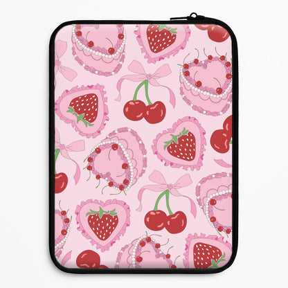 Cherries, Strawberries And Cake - Valentine's Day Laptop Sleeve