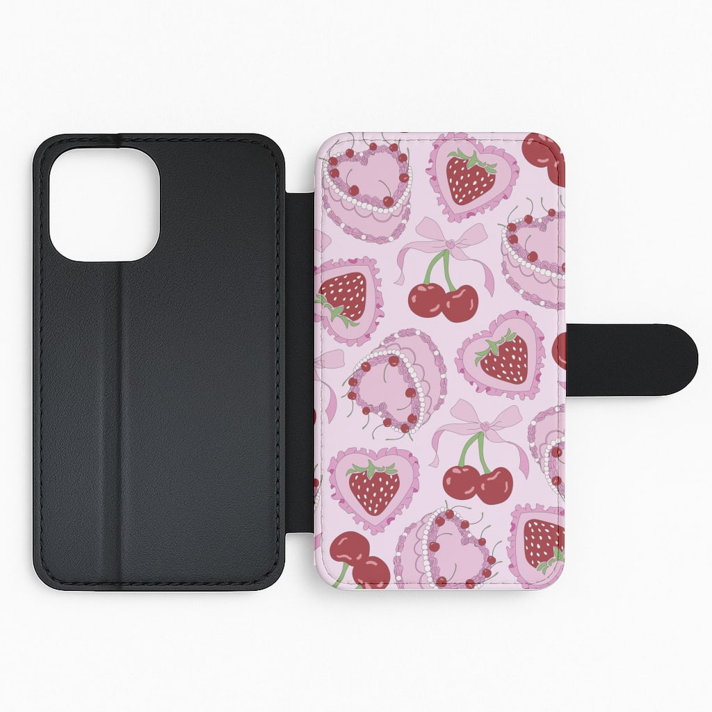 Cherries, Strawberries And Cake - Valentine's Day Flip / Wallet Phone Case