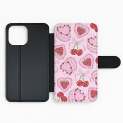 Cherries, Strawberries And Cake - Valentine's Day Flip / Wallet Phone Case