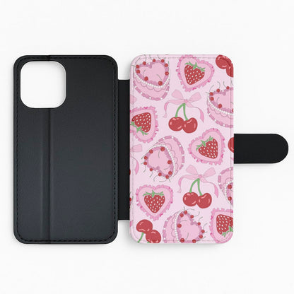 Cherries, Strawberries And Cake - Valentine's Day Flip / Wallet Phone Case